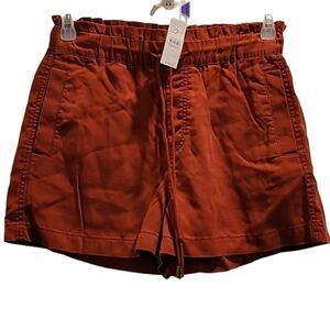 Ann Taylor Paperbag Elastic waist Lyocell Short Rust NWT Small